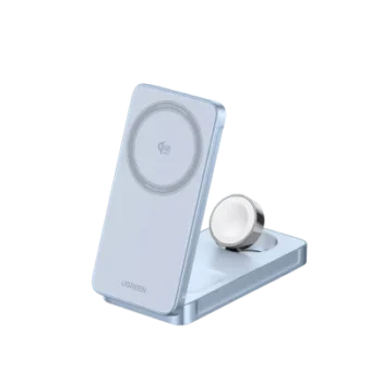 Cargador Inalámbrico Magnético 3-en-1 / 15W Máx / Carga Simultánea Teléfono-Reloj-Auriculares / Soporte Ajustable / Qi / Entrada 12V