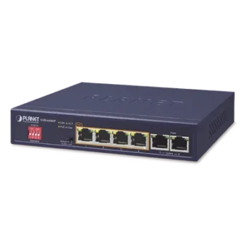 Switch PoE+ / 4 Puertos Gigabit 802.3at / 2 Puertos Uplink / 65W Total / 820 pies Extensión