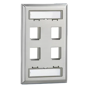 Placa de Pared Vertical / 4 Puertos Keystone / Acero Inoxidable / Etiquetas Integradas / Montaje Vertical / 0.33 ft x 0.33 ft