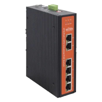Switch Industrial PoE / 4 Puertos Fast Ethernet 802.3af/at / 2 Puertos Uplink Gigabit / PoE Extendido 250 m / Rango -30°C a 65°C