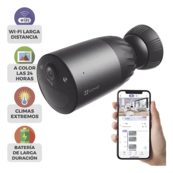 Cámara IP Wi-Fi / 4K UHD 8 MP / Batería Recargable 10,400 mAh / Visión Nocturna Color 15 m (49.2 ft) / IP65 / Audio Bidireccional / MicroSD 512 GB