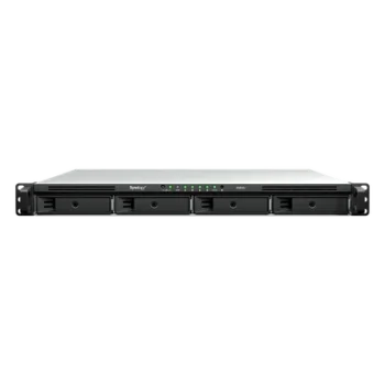 NAS Rackmount 4 Bahías / 1U 44 mm (1.73 in) / AMD Ryzen V1500B 4 Núcleos 2.2 GHz / 4GB DDR4 ECC SODIMM / 4x 1GbE RJ45 / PCIe 3.0 x8 / Escalable a 8 Bahías con RX426 / DSM / Storage Tiering