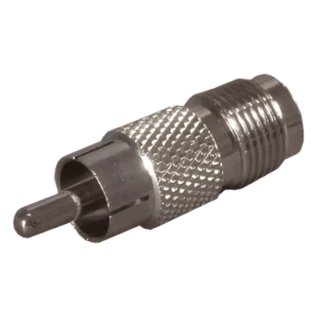 Adaptador de Interfaz / TNC Hembra a RCA Macho / 50 Ohm / Bronce Niquelado / Contacto Oro / Teflón / Audio-Video