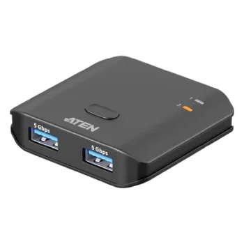 Switch USB 3.2 Gen 1 Essentials | 2 Puertos USB Tipo-A | 2 Computadoras | 5 Gbps | InstaSync | Botón Físico | Diseño Compacto | Plug-and-Play