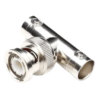Adaptador en T / BNC Macho a Doble BNC Hembra / 75 Ohm / Níquel / Oro / Teflón