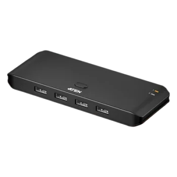 Switch USB 2.0 Compartido 2 x 4 Essentials | 480 Mbps | InstaSync | Pulsador Integrado | Diseño Compacto