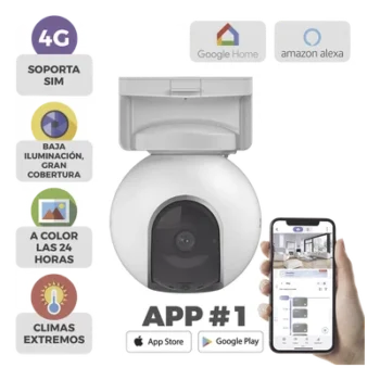 Cámara IP 4G / 3 Megapixel / Batería 10400 mAh / Visión Nocturna Color 15 m (49.2 ft) / Audio 100 dB / Exterior