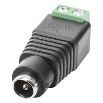 Adaptador de Alimentación DC / Jack Hembra 3.5 mm / Terminales Tornillo / Polarizado 12 Vcc / Pin Cobre 2.1 mm / Calibre 18 AWG