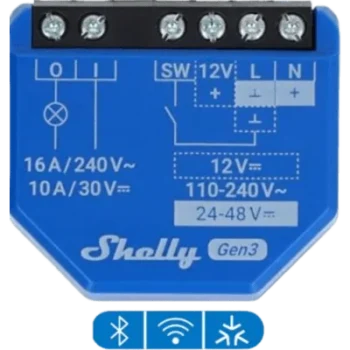 Relé Inteligente Wi-Fi / 16A / Contacto Seco / 110-230V AC / 12-48V DC / Control por Voz / 41x36x16 mm