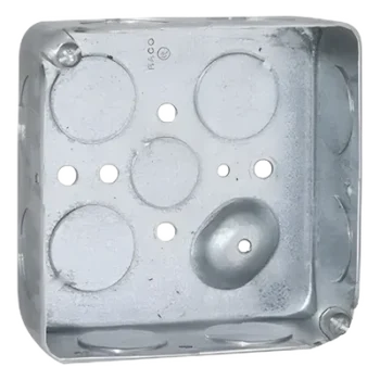 Caja Cuadrada Eléctrica / 4 x 4" / Profundidad 1-1/2" / 21 in³ / 11 Entradas 3/4" y 1 Entrada 1/2" / Acero Galvanizado / Resistencia al Fuego 2 Horas