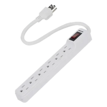 Multicontacto con Cable / 6 Tomas con Tierra / 15 A / Calibre 14 AWG / Cable 30 cm (11.8 in) / Interruptor Iluminado