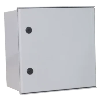 Gabinete de Poliéster IP65 / 400 x 400 x 200 mm / Carga 25 kg / Placa Trasera 307 x 386 mm / Cerradura con Llave / Uso en Intemperie