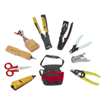 Kit de Herramientas para Instalador de Redes / 9 Piezas / Pinza Pelacables con Probador / Ponchadora Pass Through / Rastreador de Cable / Bolsa 21x11.5x3.4 cm