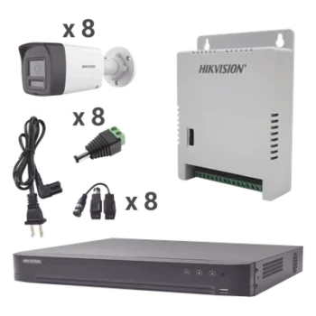 Kit TurboHD 4K / DVR 8 Canales / 8 Cámaras Bala 3K / Audio Bidireccional / Dual Light 30 m (98.4 ft) / ColorVu / IP67