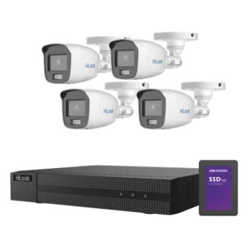 Kit TurboHD / 2 Megapixel / 4 Canales Analógicos + 1 IP / ColorVu 20 m (65.6 ft) / SSD 500 GB / Audio Integrado
