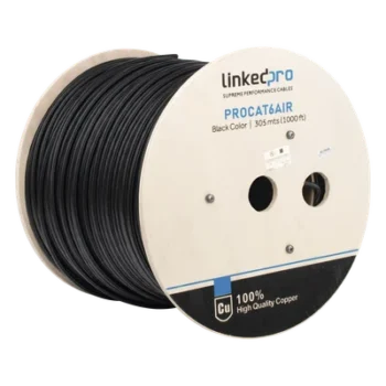 Cable FTP Cat6+ / 23 AWG / 305 m (1000 pies) / Con mensajero de acero / Exterior UV / PoE