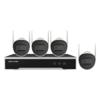 Kit NVR Wi-Fi / 4 Canales / 4 Cámaras Bala IP / 4 Megapixel / IR 30 m (98.4 ft) / IP66 / HDD 1 TB / Wi-Fi 2.4 GHz