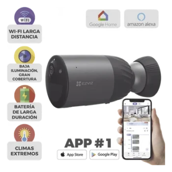 Cámara IP Inalámbrica / 2 Megapixel / Batería Recargable 7800 mAh / Visión Nocturna Color 10 m (32.8 ft) / Wi-Fi 2.4 GHz / IP66 / Audio Bidireccional / Sirena Integrada