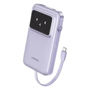 Power Bank / 10000 mAh / 30 W / Carga Bidireccional / 3 Salidas Simultáneas / Pantalla TFT / Cable USB-C Integrado / Certificación Aérea