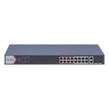 Switch PoE+ / 16 Puertos 10/100 Mbps / 2 Puertos Gigabit Uplink / 2 Puertos SFP / Alcance Extendido 300 m (984.2 ft) / 230 W / Gestión Cloud