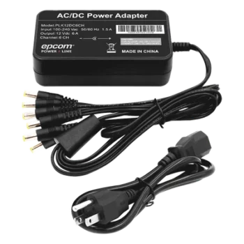 Fuente de Poder / 6 Salidas Jack Macho / 12 Vcc / 6 A / Entrada 100-240 VCA / 72 W / 117x62x34 mm (0.38x0.20x0.11 ft)