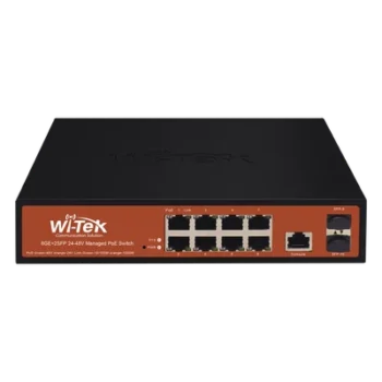 Switch Administrable PoE / 8 Puertos Gigabit / 2 SFP / 150W / 20Gbps / 6kV Protección Rayos / Fanless / -10 a 55°C / 0.71 x 0.46 x 0.18 pies