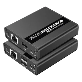 Kit extensor KVM (HDMI y USB) | 40m a 4k@30Hz | 70m a 1080P@60Hz | Cat 6, 6a y 7 | CERO LATENCIA | HDR | Salida Loop | Salida de audio de 3.5mm |