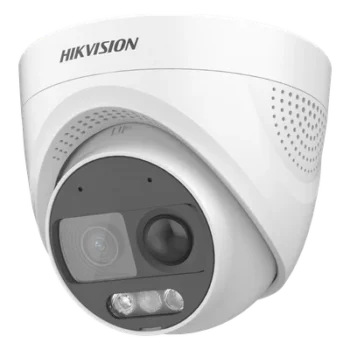 Cámara Turret TURBOHD / 2 Megapixel 1080p / Imagen a Color 24/7 / Luz Blanca 20 m (65.6 ft) / Sensor PIR 110° / Sirena 93.5 dB / Estrobo Rojo-Azul / IP67 / WDR 130 dB / Micrófono Integrado