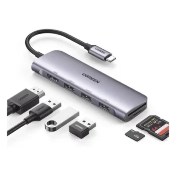 Docking Station USB-C / 6 en 1 / HDMI 4K@30Hz / 3 Puertos USB 3.0 / Lector SD + Micro SD / Aluminio