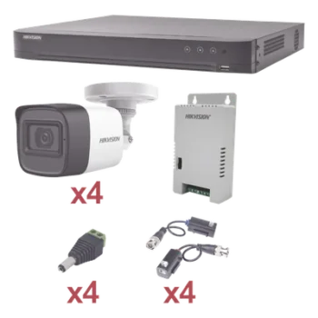 Kit de Videovigilancia TurboHD / DVR 4 Canales Pentahíbrido / 4 Cámaras Bala 1080p / Lente 2.8 mm / IR 20 m (65.6 ft) / Fuente Triple Voltaje