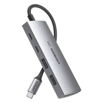 HUB USB-C 3.2 Gen 2 / 4 Puertos / 10 Gbps / Aluminio / Nylon Trenzado / Multiplataforma