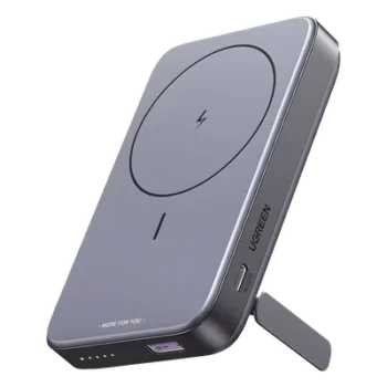 Power Bank MagSafe de 10000mAh NEXODE | 20W | 1 USB-C | 1 USB-A | Carga Rápida bidireccional | Soporta modo Standby | Soporte Plegable | Ultra Delgado | Ultra ligero | Compatible con iPhone 15/14/13/12 | Color Gris.