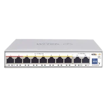 Switch PoE No administrable / Gestión Cloud / PoE de Largo Alcance Hasta 250m / 8 Puertos PoE 10/100Mbps (Puerto 1 Hasta 60W, Puertos 2 al 8 Hasta 30W) + 2 Puertos Gigabit Uplink / Presupuesto 120 W / Plug and Play