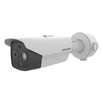 Cámara Bala IP Térmica y Óptica Biespectral / 256 x 192 Térmica / 1/2.7" Óptica / Teleobjetivo Térmico 9.7 mm / Medición de Temperatura -20°C a +150°C / Análisis de Video VCA / IP66