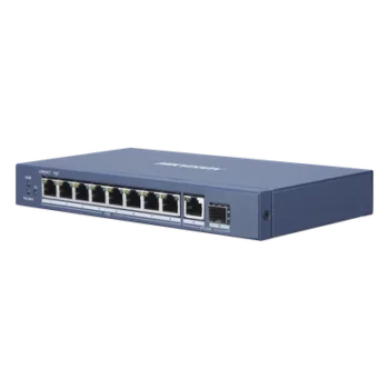 Switch Gigabit PoE+ / No Administrable / 8 Puertos 1000 Mbps PoE+ / 1 Puerto 1000 Mbps de Uplink + 1 Puerto SFP / 110 Watts