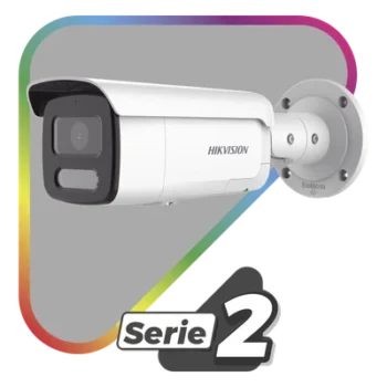 [Dual Light + ColorVu] Bala IP 4 Megapixel / Lente 4 mm / 60 mts IR + 60 mts Luz Blanca / Exterior IP67 / Luz Intermitente y Alerta de Audio / Videoanaliticos (Filtro de Falsas Alarmas) / PoE / WDR 130 dB / Captura Facial / ACUSEARCH