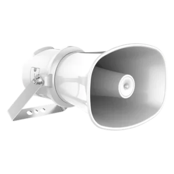Altavoz IP Tipo Trompeta | 7 Watts | PoE+ | Integración con Hik-Central Professional | Reproducción de Audio vía Red | IP67 | Salida de 12 VCD | Metal | compatible con Hik-Connect