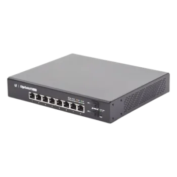 Switch EdgeMAX Administrable de 8 Puertos Gigabit con PoE+/PoE Pasivo 24V + 2 Puertos SFP, 150 W