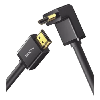 Cable HDMI 2.0 en Angulo de 90° / 2 m / 4K@60Hz / HDR / 3D / HEC (Canal Ethernet HDMI) / ARC (Canal de Retorno de Audio / CEC / 32 canales de Audio / HDCP 2.2 / Dolby Atmos / 18 Gbps / Blindaje Múltiple