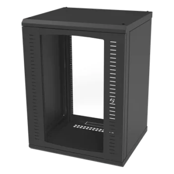 Gabinete para Montaje en Pared, Puerta de Cristal Templado, Cuerpo Fijo con Rack 19" de 16 Unidades