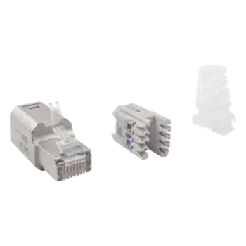 Conector RJ45 Cat6A Blindado / Terminación en Campo / 10 Gbps / Sin Clip Protector / UL 2043 Plenum