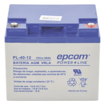 Batería 12 Vcc / 40 Ah / UL / Tecnología AGM-VRLA / Para uso en equipo electrónico Alarmas de intrusión / Incendio/ Control de acceso / Video Vigilancia / Terminales tipo M6 ( HEX ) / Cargador recomendado CHR-250.