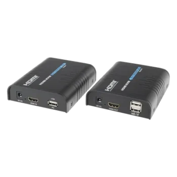 Kit extensor KVM (HDMI y USB) hasta 120 metros / Resolución 1080P @ 60 Hz/ Soporta Cables de red STP y UTP CAT5/5E/6 / HDMI 1.3 / HDCP 1.2 / PCM / Transmite el Video, Mouse, Teclado y Controla tu DVR vía USB a distancia
