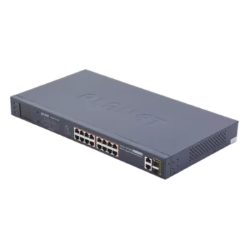 Switch PoE+ / 16 Puertos 10/100 Mbps / 2 Gigabit Combo TP/SFP / 300W / LCD y VLAN Extended / ±4kV