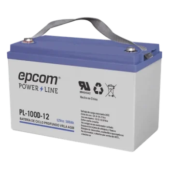 Acumulador EPCOM 12V, 100Ah Tecnología VRLA AGM Ciclo Profundo para Aplicaciones Fotovoltaicas terminales tipo M6 ( HEX )