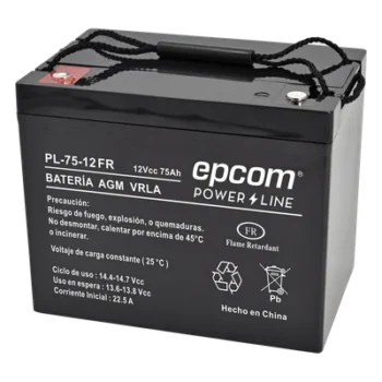 Batería 12 Vcc / 75 Ah / UL / Tecnología AGM-VRLA / Retardante a la flama/ Uso en: Aplicaciones fotovoltaicas / Terminales tipo M6 / Cargador recomendado CHR-250.