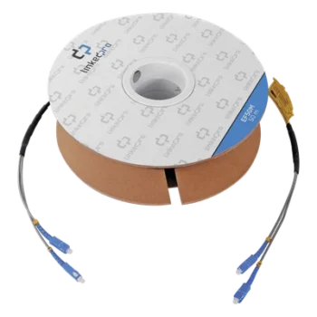 Carrete de Fibra Óptica Monomodo con conectores SC-SC Duplex, Reforzada con Kevlar, de 50 metros