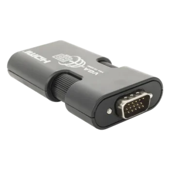MINI Adaptador de VGA a HDMI / Resolución 1920x1080 @ 60Hz / Jack de audio de 3.5mm / Soporta alimentacion por Micro USB