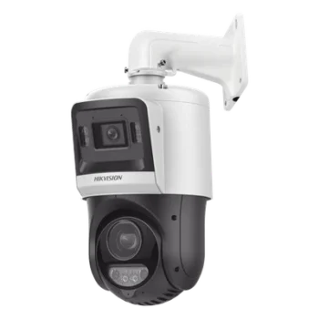 Domo PTZ IP TandemVu / 4 Megapixel + 4 Megapixel / Zoom Óptico 15X / IR 100 m (328.1 ft) + Luz Blanca 30 m (98.4 ft) / Audio Bidireccional / IP67 / PoE+