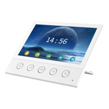 Monitor IP/SIP para interior, Wi-Fi, pantalla táctil de 7", audio de 2 vías, PoE, 8 interfaces de entrada de alarma.